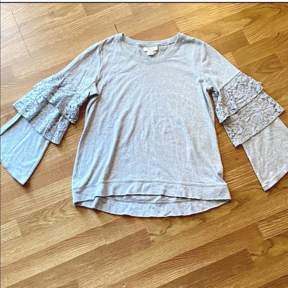 Style & Co Layered Lace Ruffle Sleeve Sweater - Picture 4 of 5